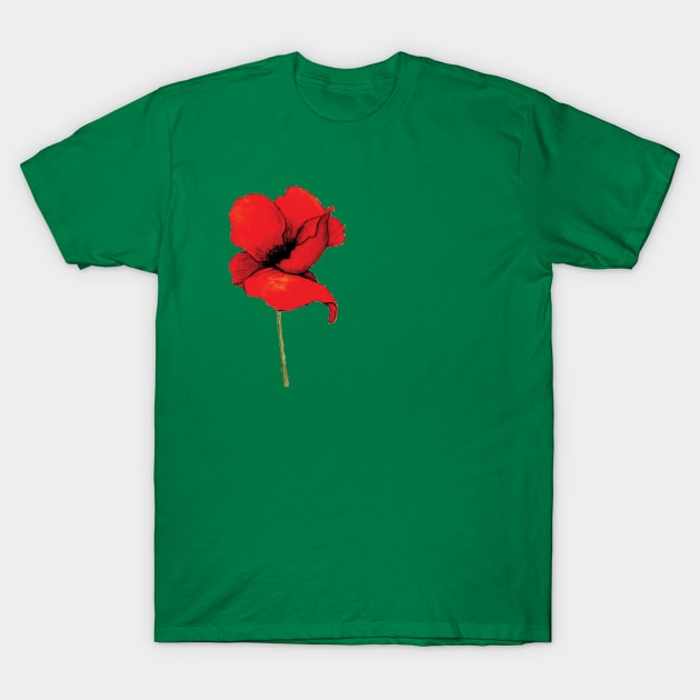 Red Poppy T-Shirt by TatianaBS